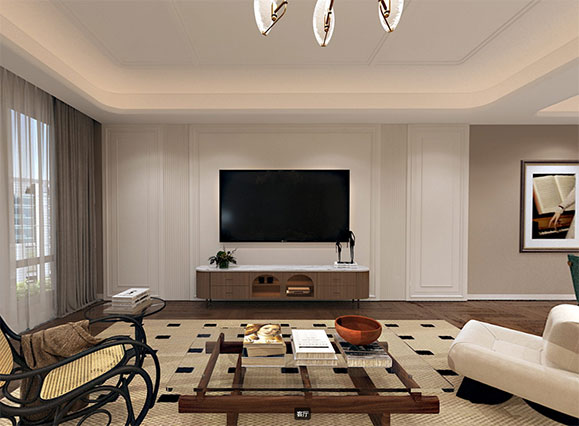 鴻園銀杏苑160平美式風(fēng)格裝修VR全景圖