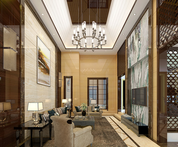 天津新田城465平新中式風格別墅裝修效果圖