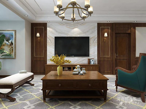 萬科天倫紫臺138平三室兩廳美式風格裝修效果圖