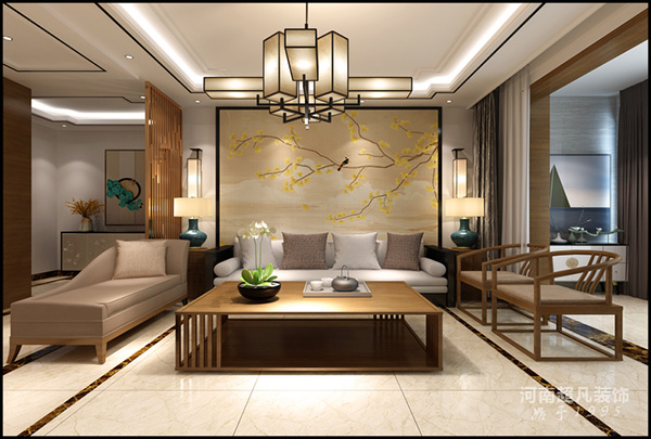 天津雙湖花園190平新中式風格四居室裝修效果圖