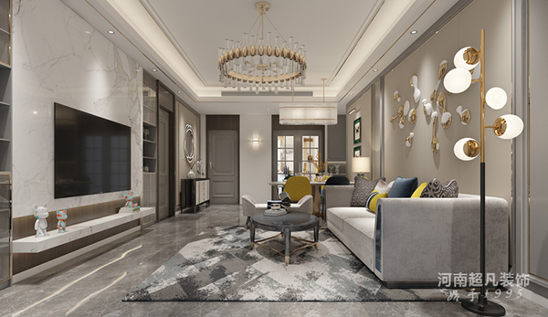 華潤悅府128平三室兩廳輕奢風格裝修效果圖