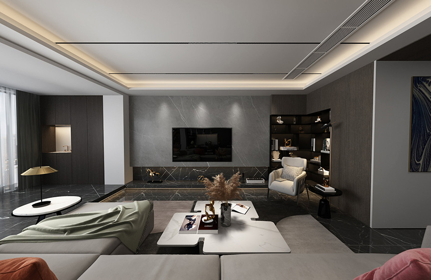 天津海逸名門180平現(xiàn)代風格裝修VR全景圖 