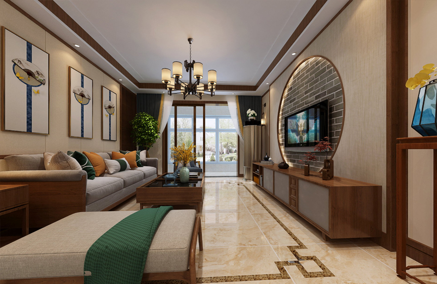 天津奧馬和園140平中式風格VR裝修全景圖