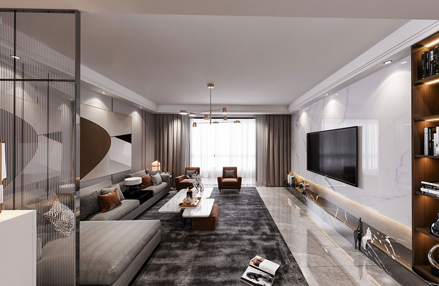 天津升龍鳳凰城160平三室兩廳現(xiàn)代風格裝修效果圖