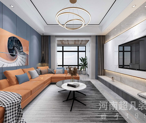 康橋知園130平現(xiàn)代輕奢風格三居室裝修VR效果圖