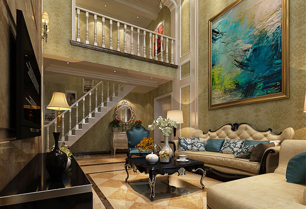 雅居一方260平簡(jiǎn)歐風(fēng)格復(fù)式裝修效果圖