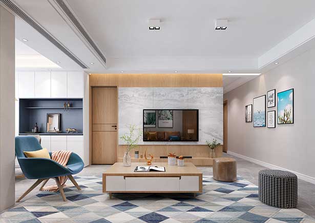 黃金海岸138平北歐風格三居室裝修效果圖