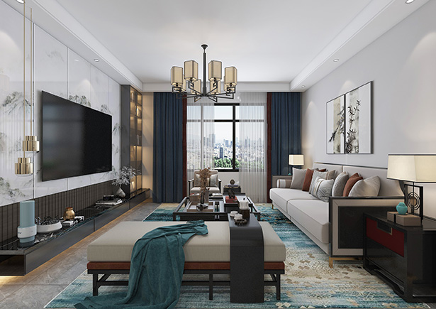 龍躍花園145平簡中風格裝修效果圖