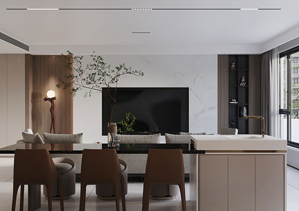 正弘新城380平意式極簡風格裝修效果圖