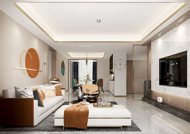 雙湖花園188平輕奢風(fēng)格裝修效果圖