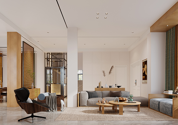 名湖山莊420平新中式風(fēng)格裝修效果圖